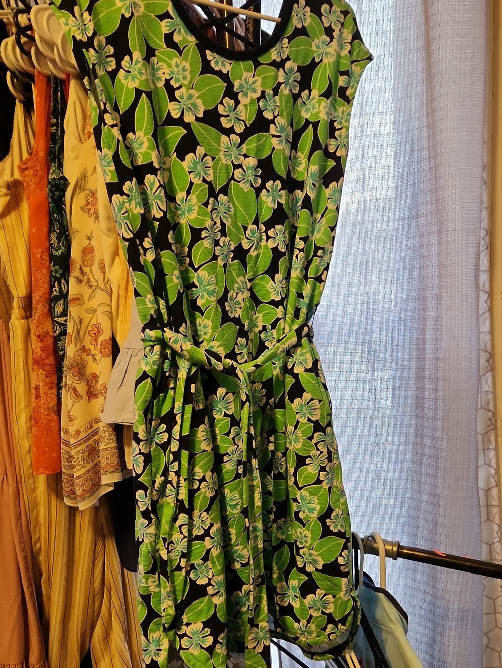 Talbots Navy and Green Floral Mini Dress